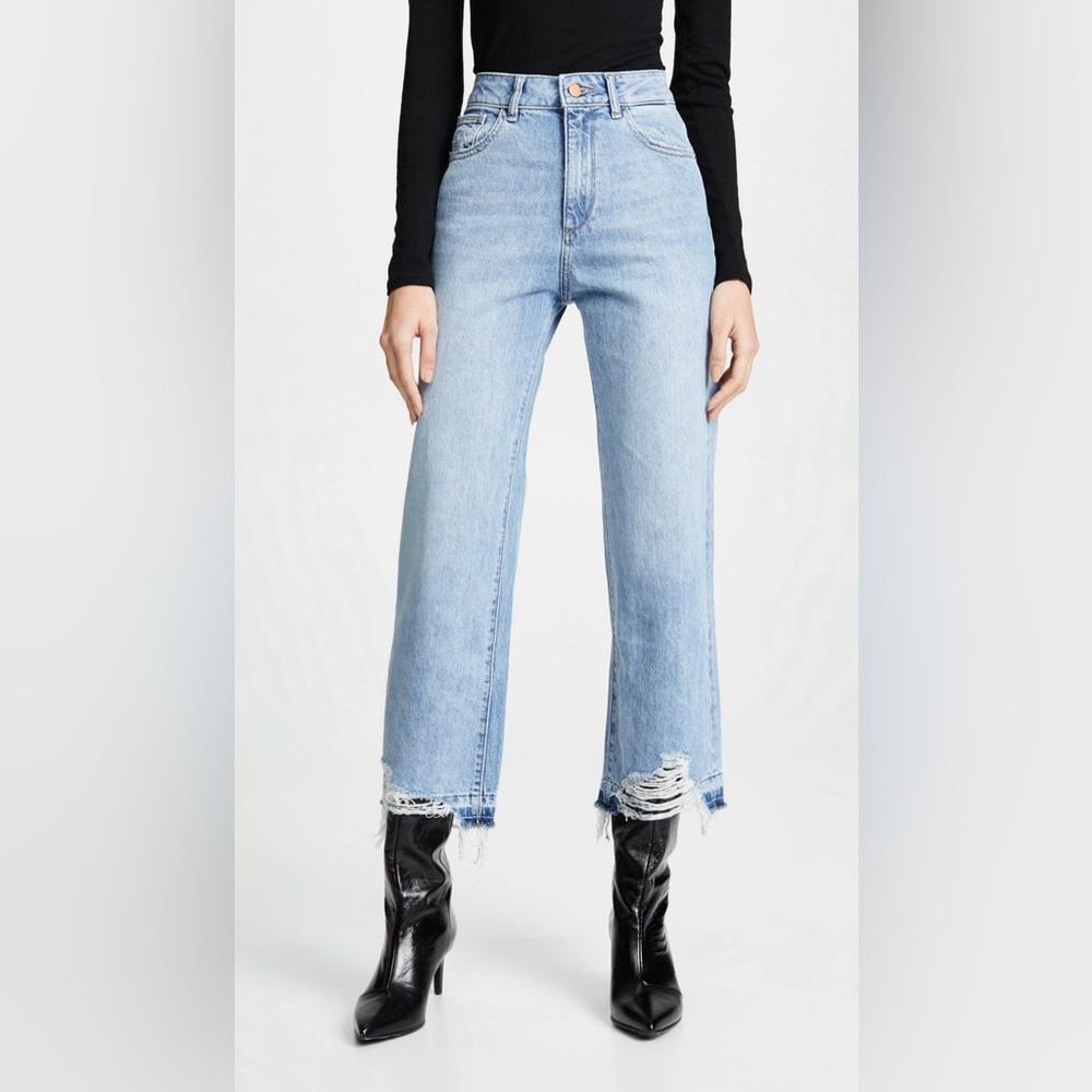 DL1961 Hepburn High Rise Wide Leg Jeans in Slate Sz 25